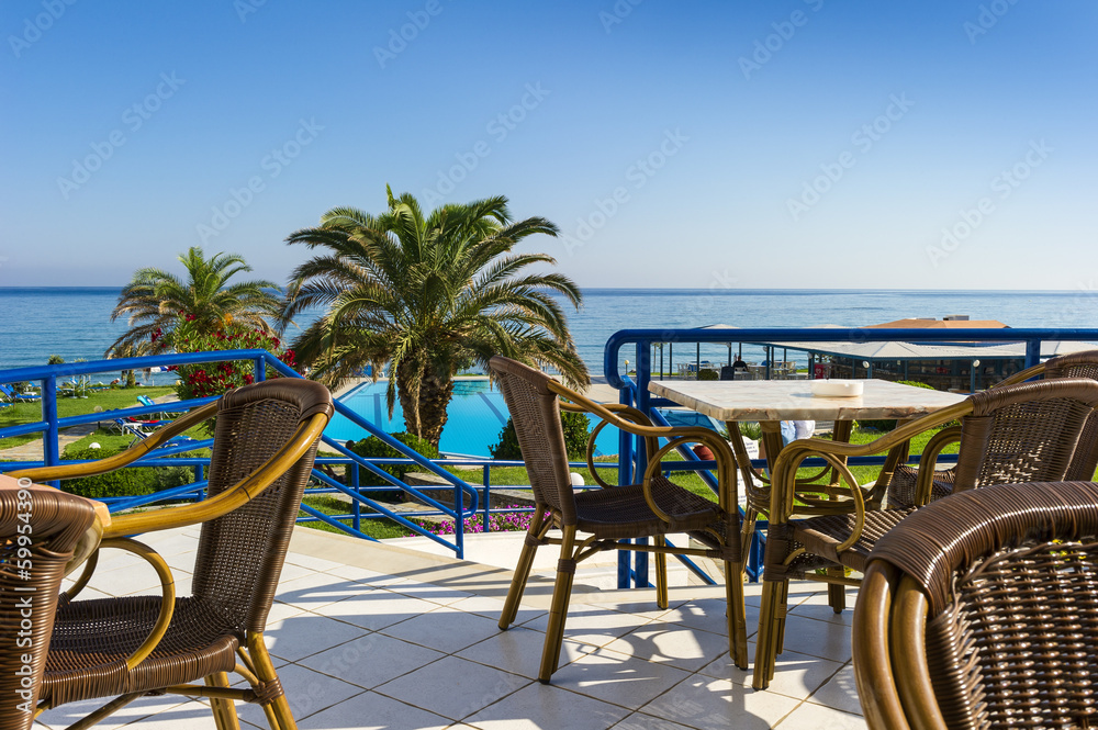 veranda of the hotel with sea view