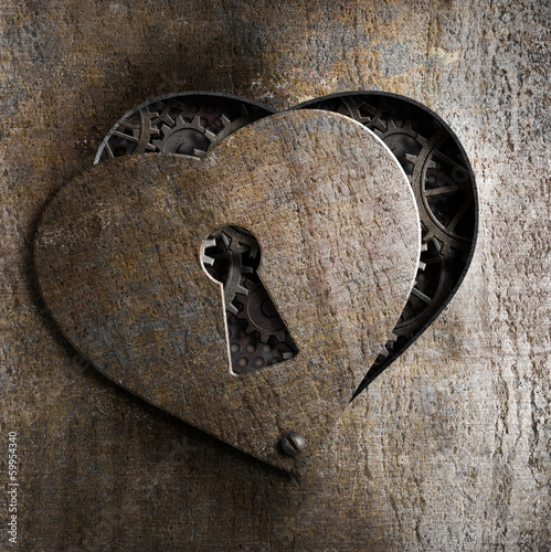 metal heart with keyhole