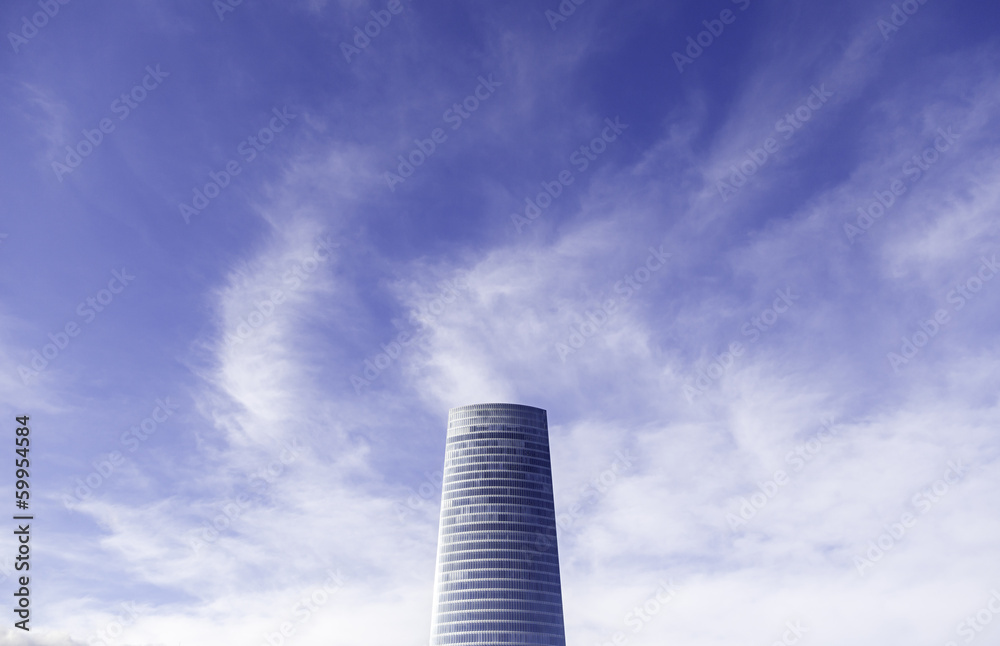 Blue glass skyscraper