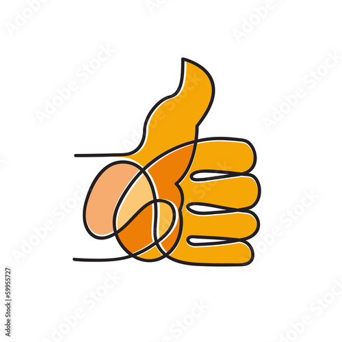 Vector scribble of hand. Thumbs up