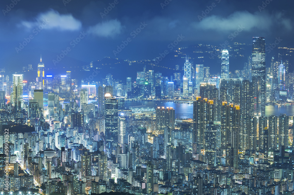 Aerial view of Hong Kong city