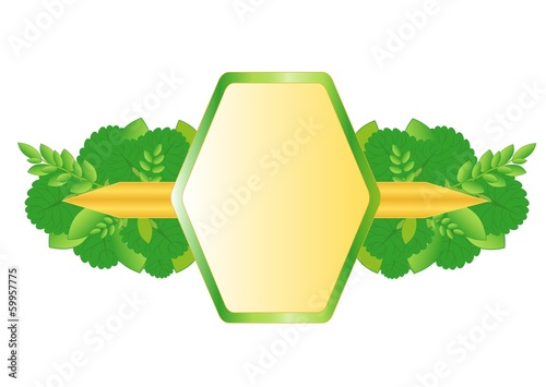 Sticker with the frame of various herbs, isolated