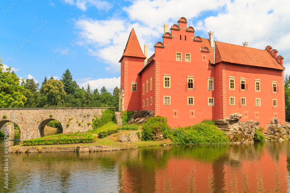 Red water chateau Cervena Lhota in Southern Bohemia, Czech Repub