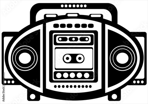 cassette recorder on white background