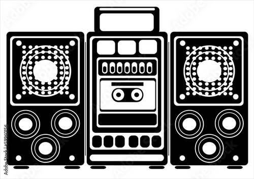 vector cassette recorder on white background