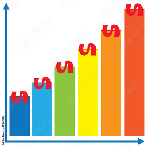 revenue growth graph isolated on white background
