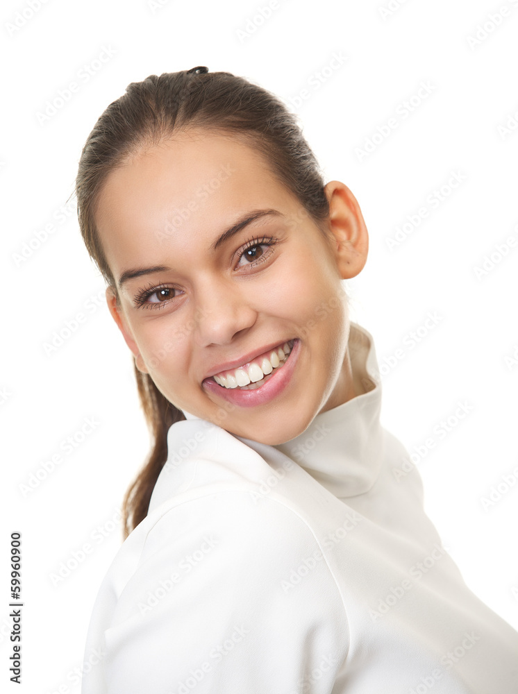 Close up portrait of a cute young woman smiling Close up portrait of a cute young woman smiling