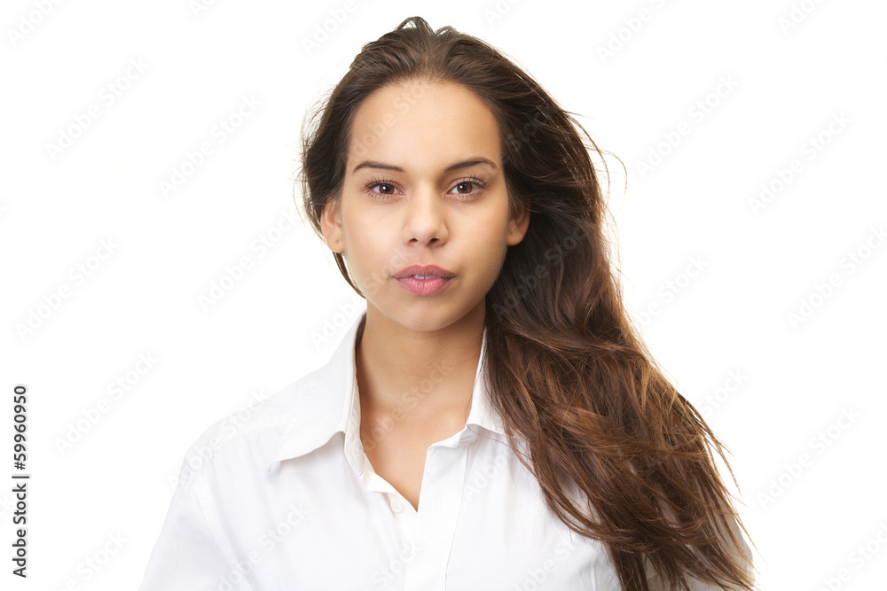 Horizontal close up portrait of a young woman Horizontal close up portrait of a young woman