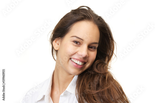 Close up portrait of a beautiful young woman smiling