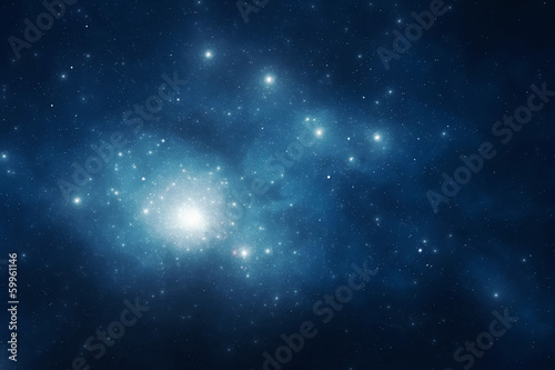 Deep blue night sky filled with stars and space dust