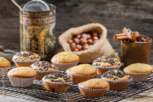 Vanilla muffins on cooling rack