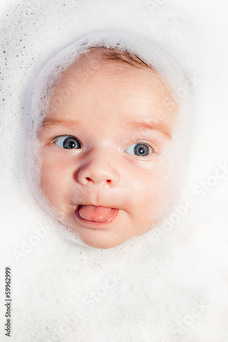 Bath And Newborn With Foam