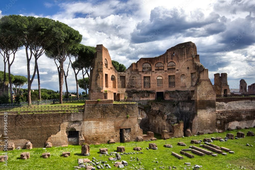 Ancient roman buildings in Rome Italy