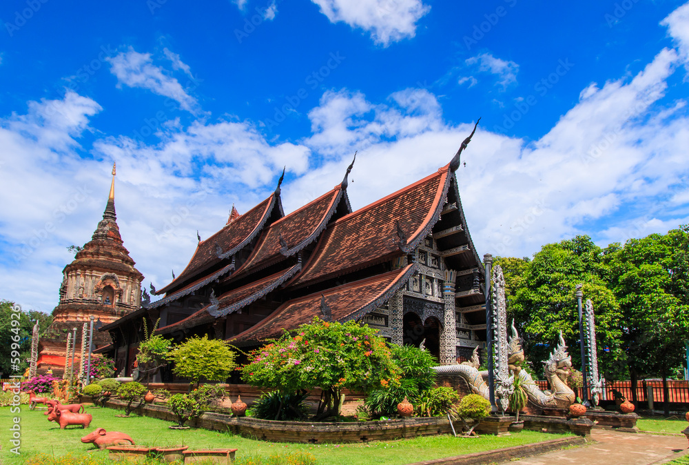 Wooden church at Wat Lok Molee in Chiangmai province of Thailand