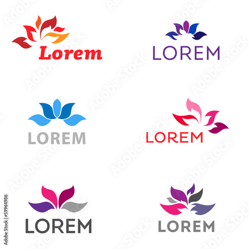 Lotus zen flower icons logo collection