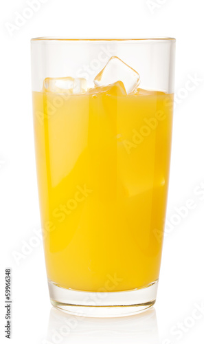 Orange juice with ice cubes