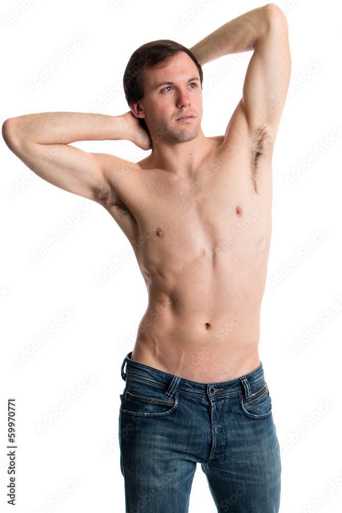 Fototapeta premium Shirtless Man in Jeans