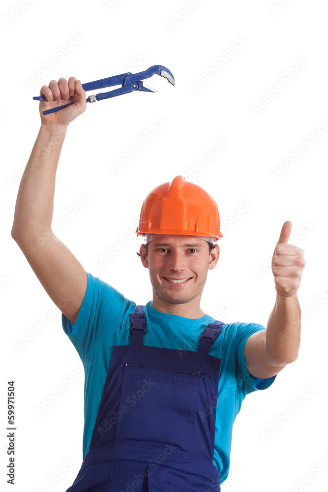 Happy builder with spanner Happy builder with spanner