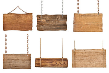 wooden sign background message rope chain hanging