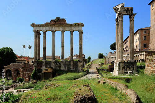 Temple of Saturn, Temple of Vespasian and Titus at the Roman Fo