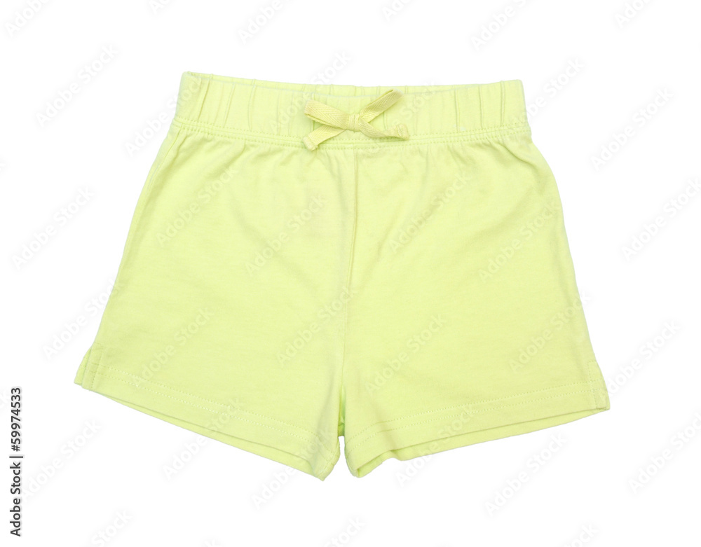 child's green shorts isolated on white background child's green shorts isolated on white background