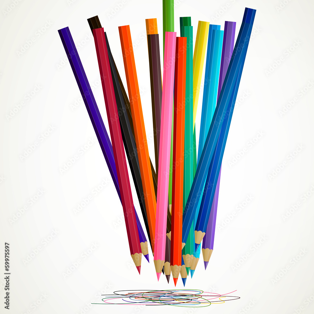 Fototapeta premium Vector Illustration of Colored Pencils