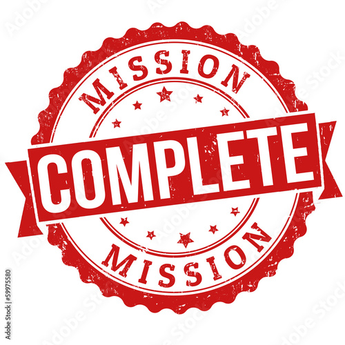 Mission complete stamp