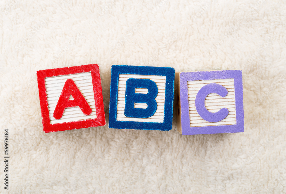 ABC toy block with towel background ABC toy block with towel background