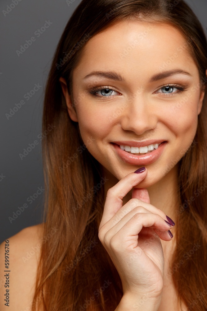 Young positive brunette girl with beautiful smile Young positive brunette girl with beautiful smile