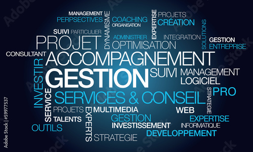 Accompagnement gestion projet conseil nuage de mots illustration