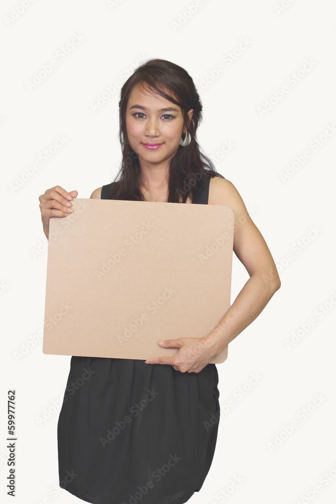 Attractive young secretary Holding Billboard Attractive young secretary Holding Billboard
