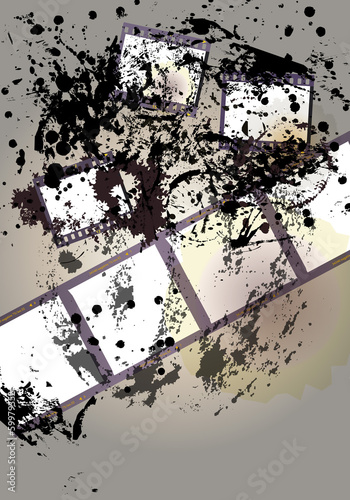 grungy negative film set, empty picture frames, free copy space