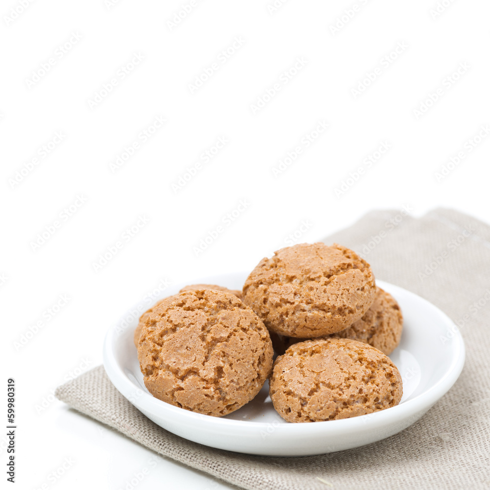 biscotti cookies in a bowl, isolated
