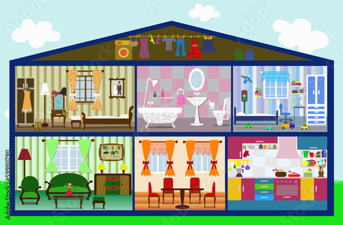 cute house in a cut, vector illustration