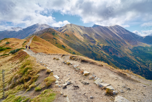 High mountains in Europe. Trail in Tatras, Poland. Ecological re