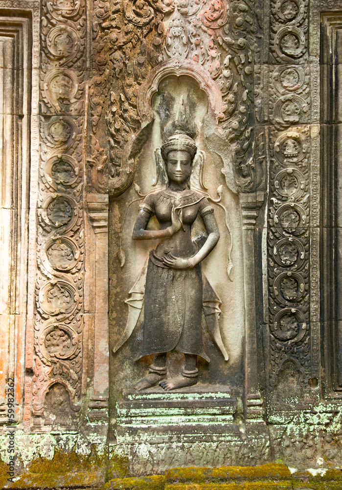 Female dancer in the court  of Angkor Wat, Cambodia.