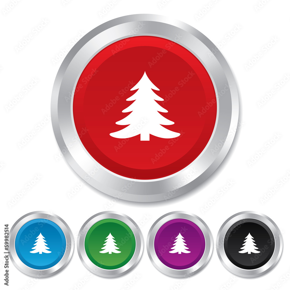 Christmas tree sign icon. Holidays button. Christmas tree sign icon. Holidays button.