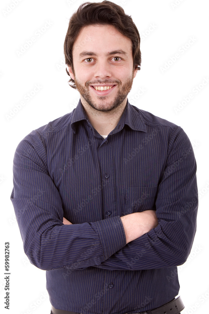 young casual man portrait in a white background young casual man portrait in a white background