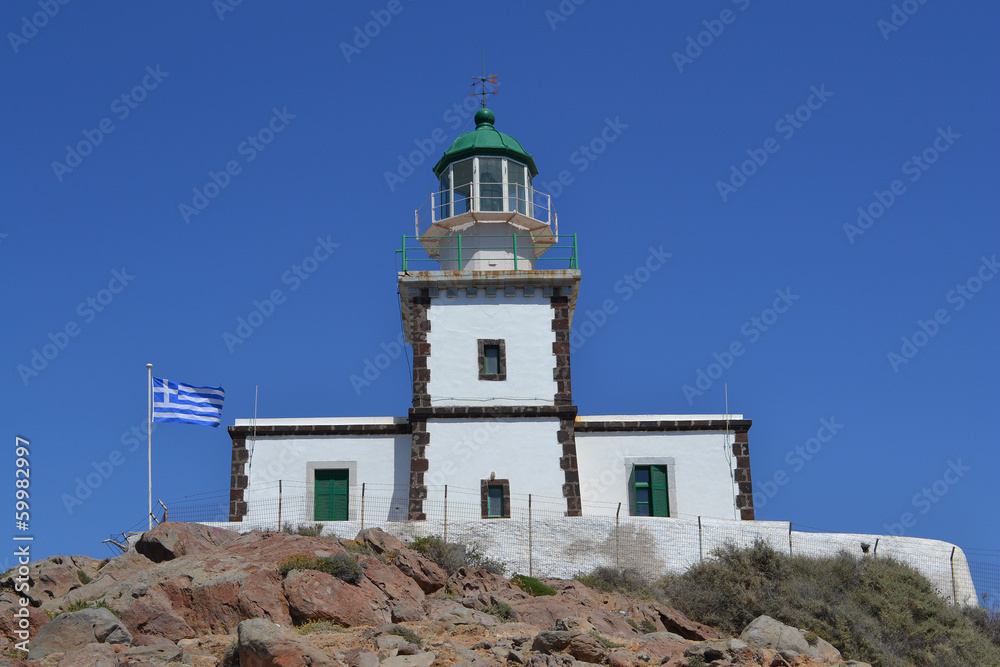Lighthouse near Akrotiri, Santorini Island Lighthouse near Akrotiri, Santorini Island