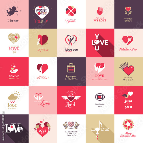 Set of icons for love and romantic events
