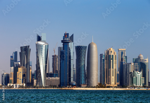 The West Bay City skyline of Doha, Qatar photo