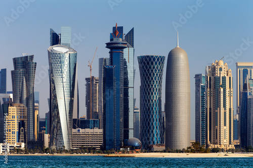 The West Bay City skyline of Doha, Qatar photo