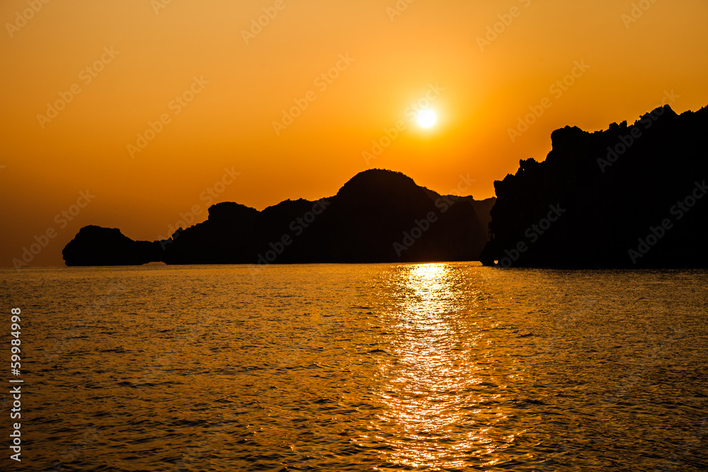 Sea Sunset at Halong Bay, Vietnam