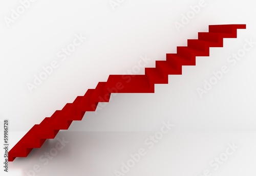 red stairs in white background interior,3d