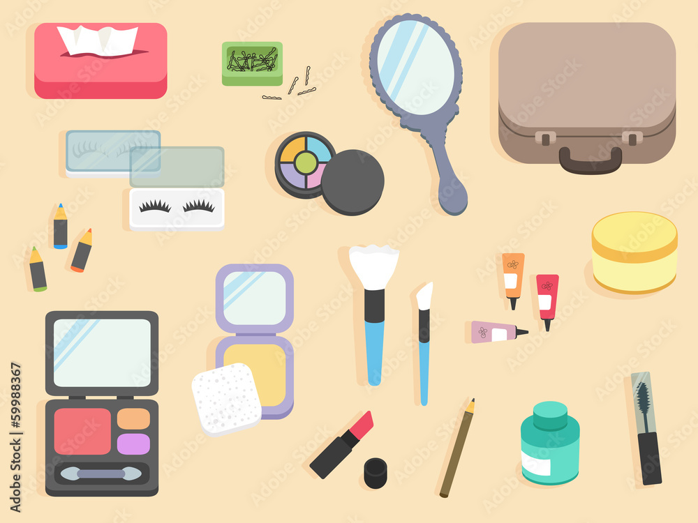 flat design - top view cosmetic table flat design - top view cosmetic table