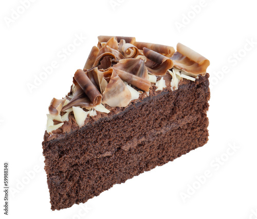 Chocolate cake decorated with chocolate flakes