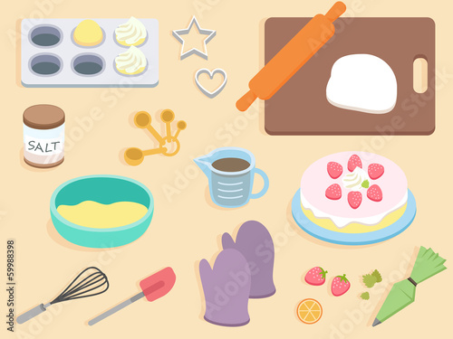 flat design - top view cook table