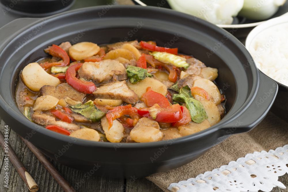 Pork Chop Suey - Chinese style pork and vegetables dish Pork Chop Suey - Chinese style pork and vegetables dish