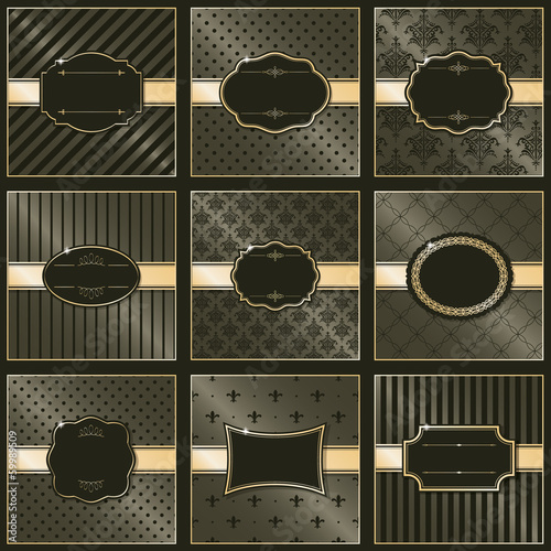 Set of nine luxury frames and patterns.