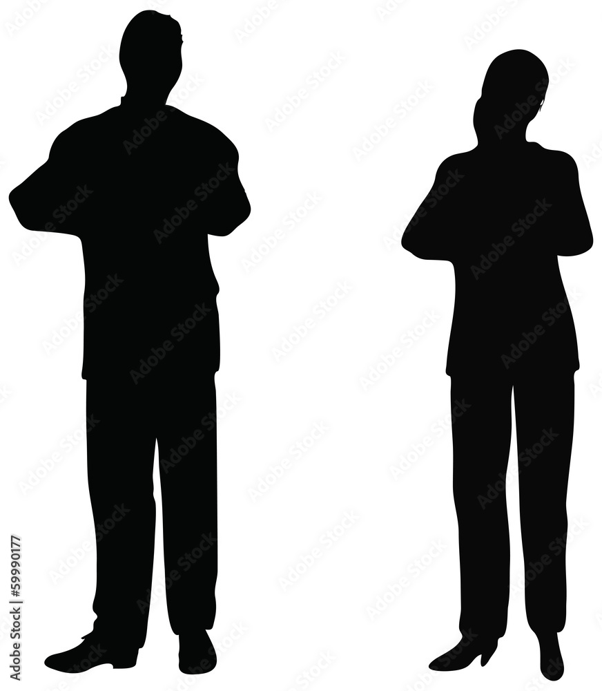 Business people standing still in silhouette